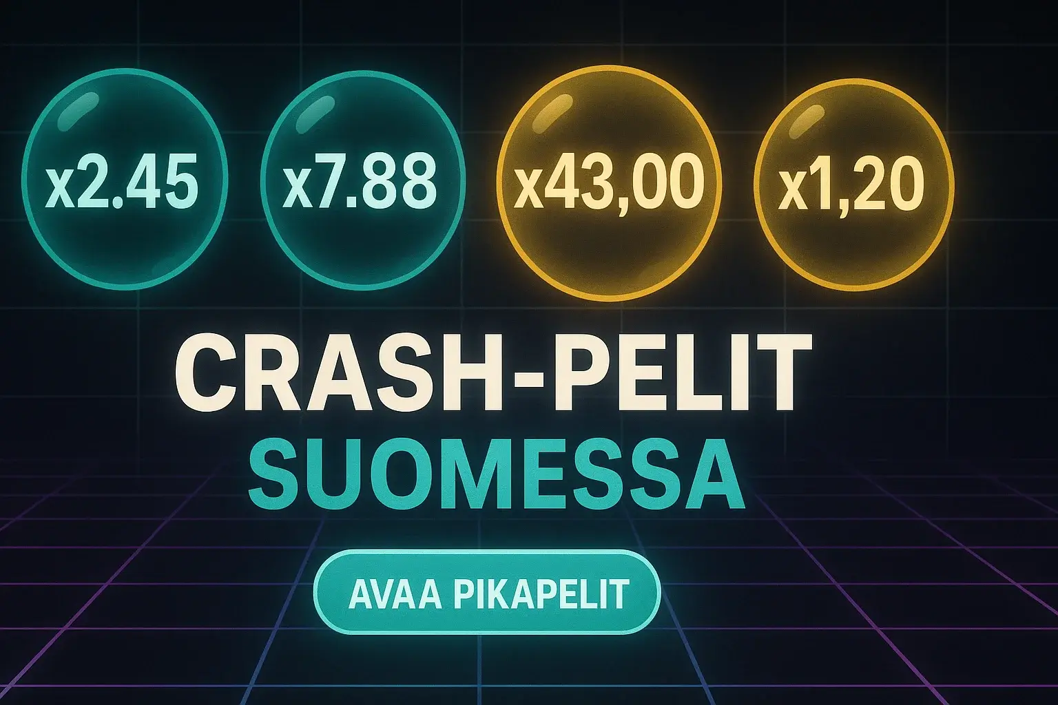 Fotorealistinen crash-pelien kasinobanneri, kertoimet ja CTA AvAA Pikapelit